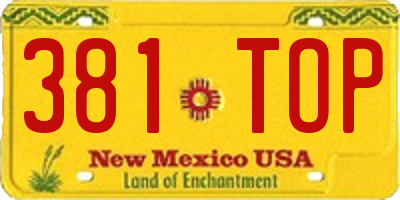 NM license plate 381TOP
