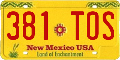 NM license plate 381TOS