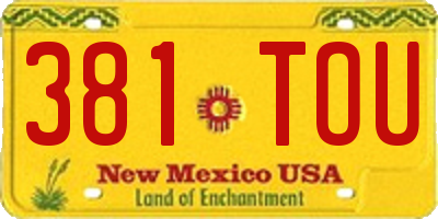NM license plate 381TOU
