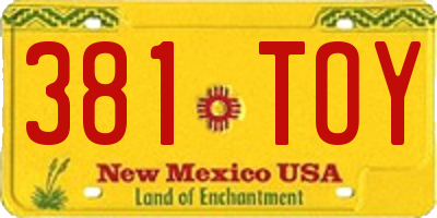 NM license plate 381TOY