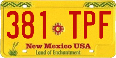 NM license plate 381TPF