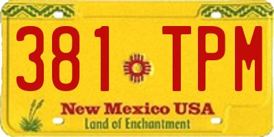 NM license plate 381TPM