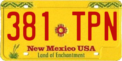 NM license plate 381TPN
