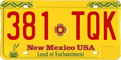 NM license plate 381TQK