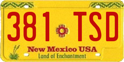 NM license plate 381TSD
