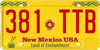 NM license plate 381TTB