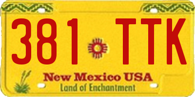 NM license plate 381TTK
