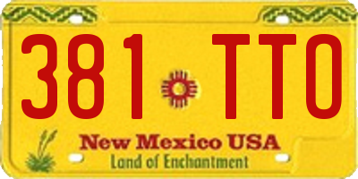 NM license plate 381TTO