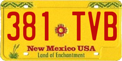 NM license plate 381TVB