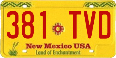 NM license plate 381TVD