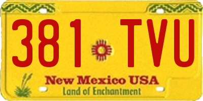 NM license plate 381TVU