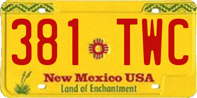 NM license plate 381TWC