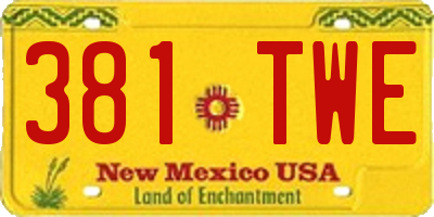 NM license plate 381TWE