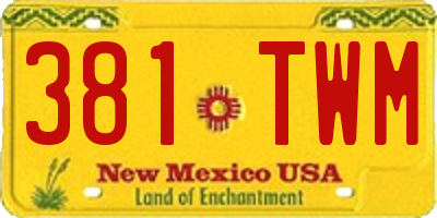 NM license plate 381TWM
