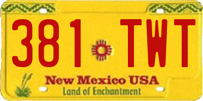 NM license plate 381TWT