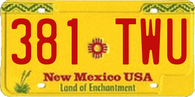 NM license plate 381TWU