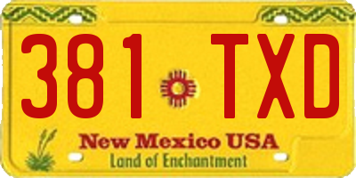 NM license plate 381TXD