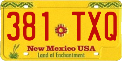 NM license plate 381TXQ
