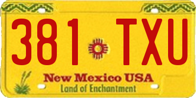 NM license plate 381TXU