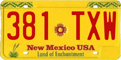 NM license plate 381TXW