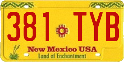 NM license plate 381TYB