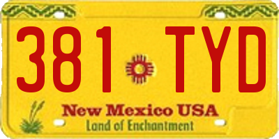 NM license plate 381TYD
