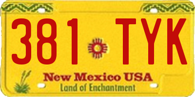 NM license plate 381TYK