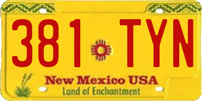NM license plate 381TYN