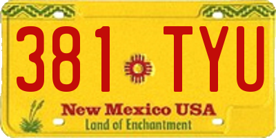 NM license plate 381TYU
