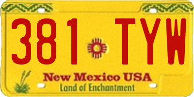 NM license plate 381TYW