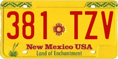 NM license plate 381TZV