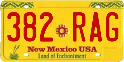 NM license plate 382RAG