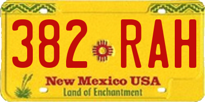 NM license plate 382RAH