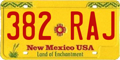 NM license plate 382RAJ