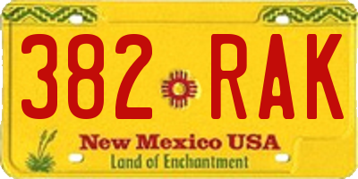 NM license plate 382RAK