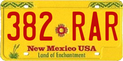 NM license plate 382RAR