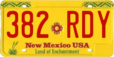 NM license plate 382RDY