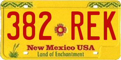 NM license plate 382REK