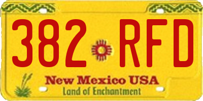 NM license plate 382RFD