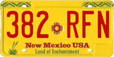 NM license plate 382RFN