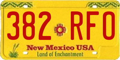 NM license plate 382RFO