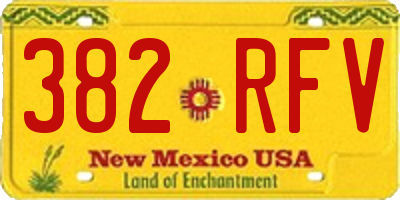 NM license plate 382RFV