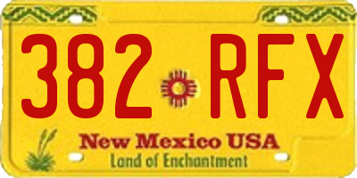 NM license plate 382RFX
