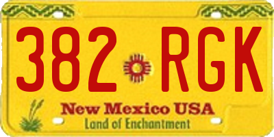 NM license plate 382RGK