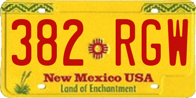 NM license plate 382RGW