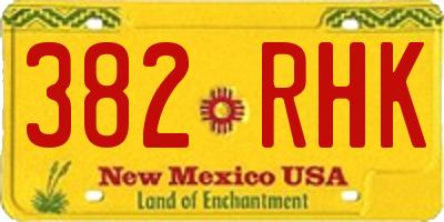 NM license plate 382RHK