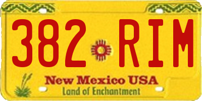 NM license plate 382RIM