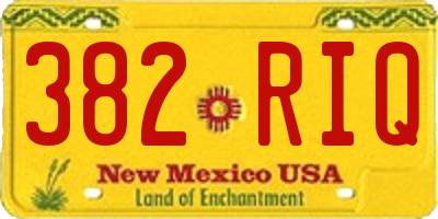 NM license plate 382RIQ