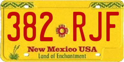NM license plate 382RJF