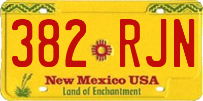 NM license plate 382RJN